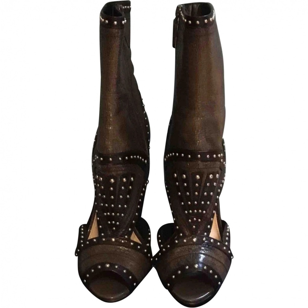 Prada Brown Studded Heeled Boots